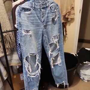 American Eagle Outfitters Light Blue Distressed Boyfriend Jeans